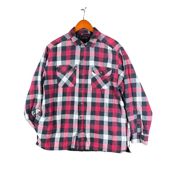 Wolverine Plaid Flannel Button Up Jacket Quilt Interior Shacket Pink Red Mens XL - Picture 1 of 10